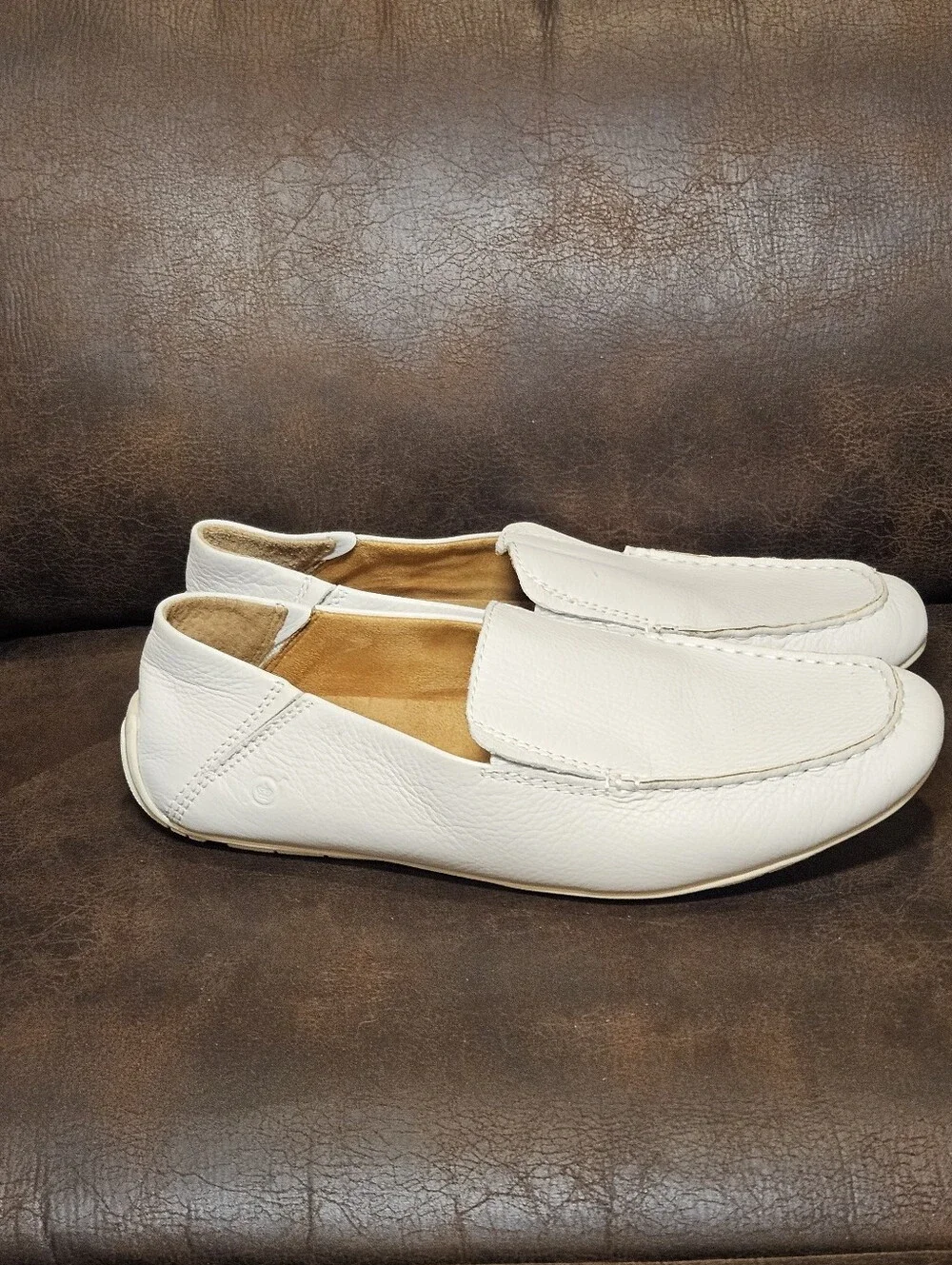 11 Born Allan Driving Shoes Moccasins Loafers Slip On White/off-white